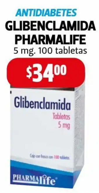 Farmacias Guadalajara Antidiabetes Clibenclamida Pharmalife 5mg oferta