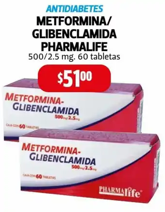 Farmacias Guadalajara Metformina/ Globenclamida Pharmalife 550/2,5mg oferta