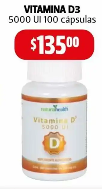 Farmacias Guadalajara Vitamina D3 5000 UI 100 Cápsulas oferta