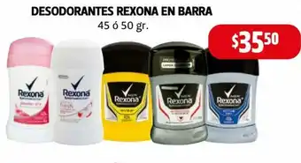 Farmacias Guadalajara Desodorantes Rexona en Barra 45 ó 50gr oferta
