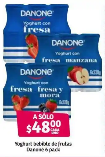 Soriana Híper Yoghurt Bebible Frutas Danone 6pack oferta