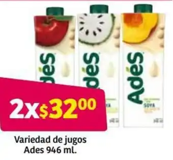 Soriana Híper Variedad de Jugos Ades 945ml oferta
