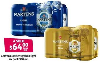 Soriana Híper Cerveza Martens Gold o Light Six Pack 330ml oferta