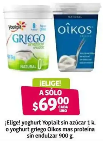 Soriana Híper Elige! Yoghurt Yoplait Sin Azúcar 1k o Yoghurt Griego Oikos Mas Proteína Sin Endulzar 900g oferta
