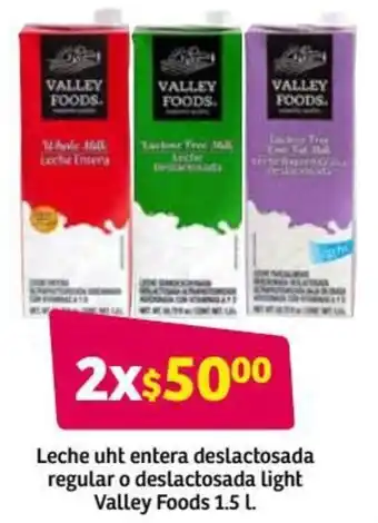 Soriana Híper Leche UHT Entra Deslactosada Regular o Deslactosada Light Valley Foods 1.5L oferta