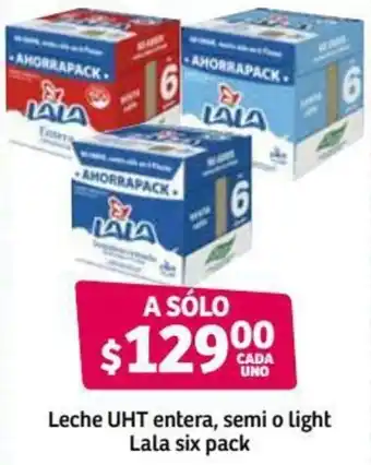Soriana Híper Leche UHT Entere, Semi o Light Lala Six Pack oferta