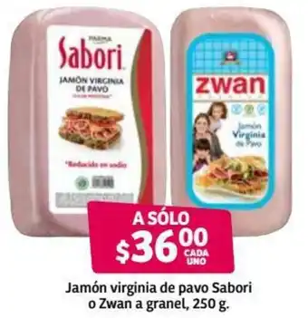 Soriana Híper Jamón Virginia de Pavo Sabori o Zwan a Granel 250g oferta