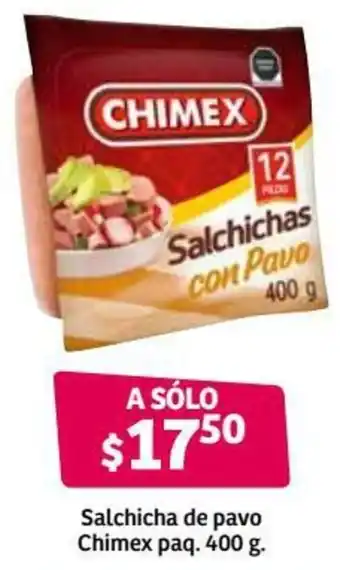 Soriana Híper Salchicha de Pavo Chimex Paq. 400g oferta