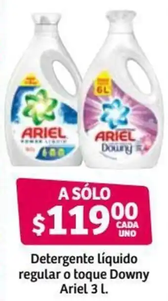 Soriana Híper Detergente Líquido Regular o Toque Downy Ariel 3L oferta