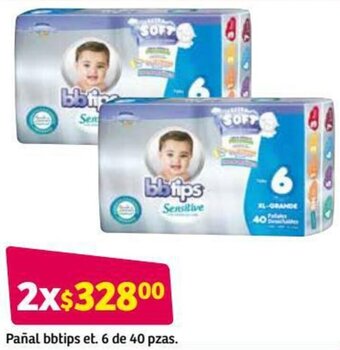 Soriana Híper Pañal Bbtips et. 6 de 40 pzas oferta