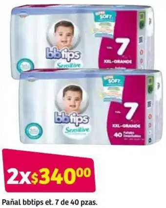 Soriana Híper Pañal Bbtips et. 7 de 40pzas oferta