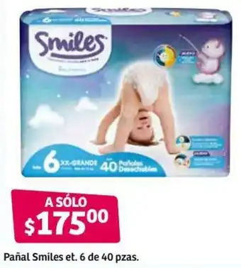 Soriana Híper Pañal Smiles et. 6 da 40pzas oferta