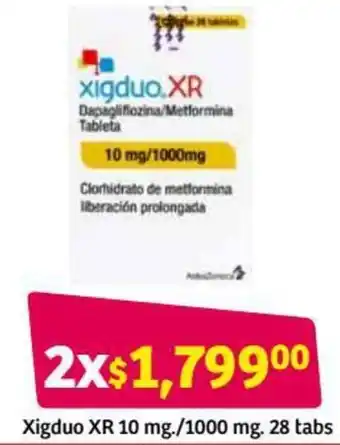Soriana Híper Xigdou XR 10mg/1000mg 28 Tabs oferta