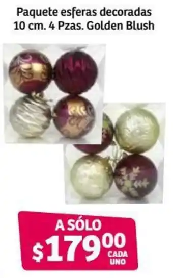 Soriana Híper Paquete Esferas Decoradas 10cm 4pzas Golden Blush oferta