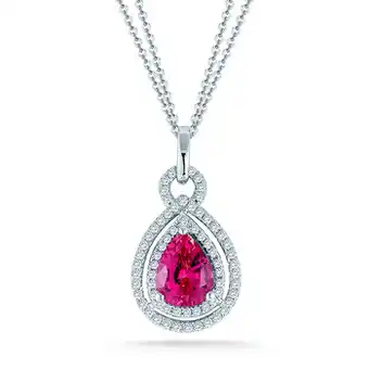 Costco 0.35ctw, Collar de Zafiro Rosa y Diamantes, Oro Blanco de 18kt oferta