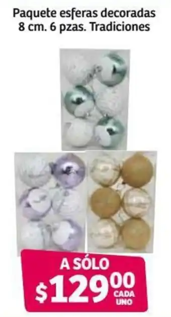 Soriana Híper Paquete Esferas Decoradas 8cm 6pzas Tradiciones oferta