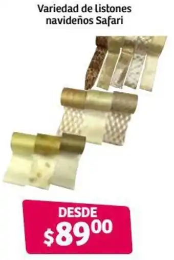 Soriana Híper Variedad de Listones Navideños Safari oferta