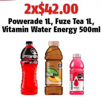 Powerade 1L, Fuze Tea 1L Vitamin Water Energy 500ml