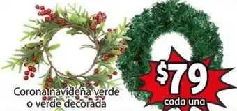 Corona Navideña Verde o Verde Decorada