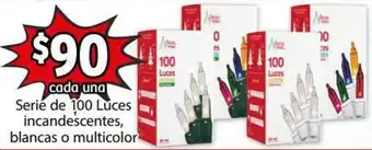 Soriana Híper Serie de 100 Luces Incandescentes, Blancas o Multicolor oferta