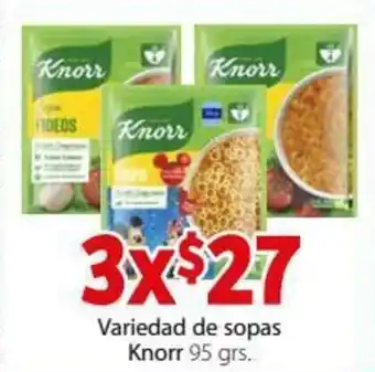 Soriana Híper Variedad de Sopas Knorr 95grs oferta