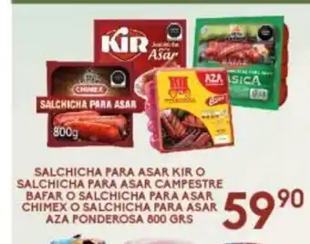 Alsuper Salchicha para asar kir o Salchicha para asar campestre bafar o Salchicha para asar Chimex o Salchicha para asar aza p 800grs oferta