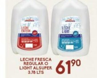 Alsuper Leche Fresca Regular o Light Alsuper 3.78lts oferta