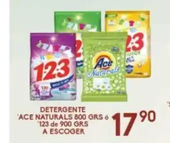 Alsuper Detergente Ace Naturals 800grs o 123 de 900 grs A Escoger oferta