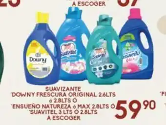 Alsuper Suavizante Downy Frescura Original 206lts o 2.8lts o Ensueño Natureza o Max 2.8lts o Suavitel 3lts o 2.8lts A Escoger oferta