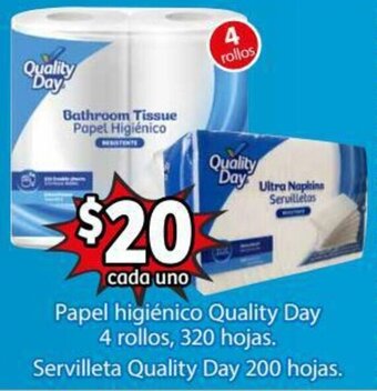 Soriana Híper Papel Higiénico Quality Day 4 Rollos, 320 Hojas oferta