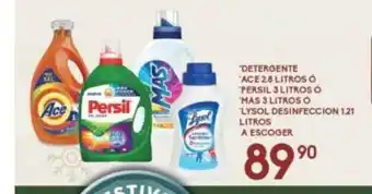 Detergente Ace 2.8 Litros o Persil 3 Litros o Mas 3 Litros o Lysol Desinfection 121 Litros a Escoger