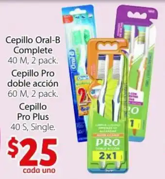 Soriana Híper Cepillo Oral-B Complete 40M 2 Pack, Cepillo Pro Doble Acción 60m, 2pack, Cepillo Pro Plus 40 S, Single oferta