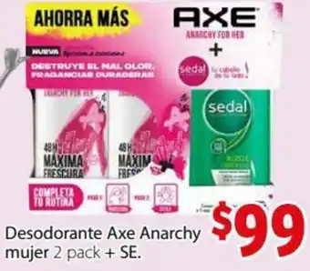 Soriana Híper Desodorante Axe Anarchy Mujer 2 Pack + SE oferta