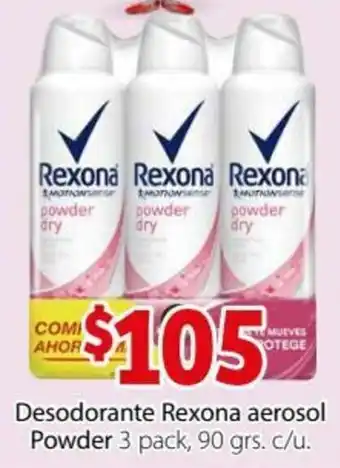 Soriana Híper Desodorante Rexona Aerosol Powder 3 Pack 90grs oferta