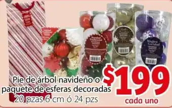 Soriana Híper Pie de Árbol Navideño o Paquete de Esferas Decoradas 20pzas 6cm ó 24pzs oferta