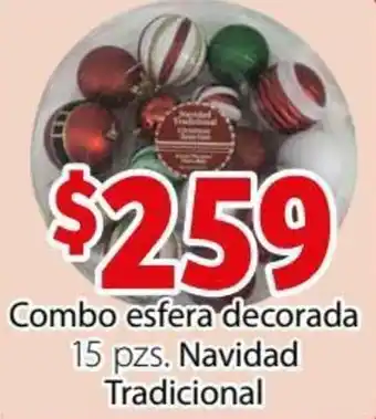 Soriana Híper Combo Esfera Decorada 15pzs Navidad Tradicional oferta