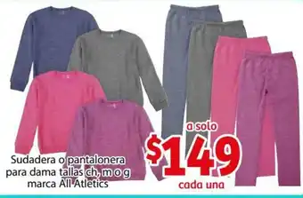 Soriana Híper Sudadera o Panalonera para Dama Tallas ch, m o g Marca All Atletics oferta