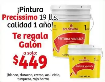 Soriana Híper Pintura Precíssimo 19lts/ Te Regala Galón oferta