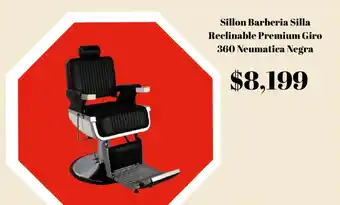 Elektra Sillon Barberia Silla Reclinable Premium Giro 360 Neumatica Negra oferta