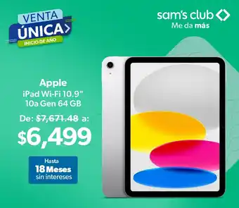 Sam's Club Apple iPad Wi-Fi 10.9" 10a Gen 64 GB oferta