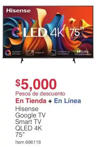 Costco Hisense Google TV Smart TV QLED 4K oferta