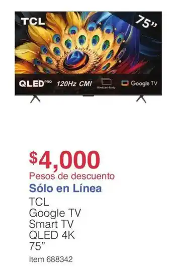 Costco TCL Google TV Smart TV QLED 4K oferta