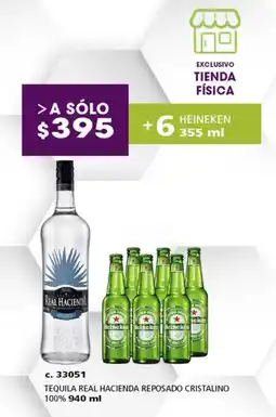 Bodegas Alianza Tequila real hacienda reposado cristalino 100% oferta