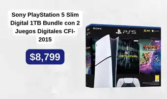 Mercado Libre Sony PlayStation 5 Slim Digital 1TB Bundle con 2 Juegos Digitales CFI-2015 oferta