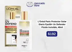 Mercado Libre L'Oréal Paris Protector Solar Diario Fps50+ Uv Defender Fluido Invisible oferta