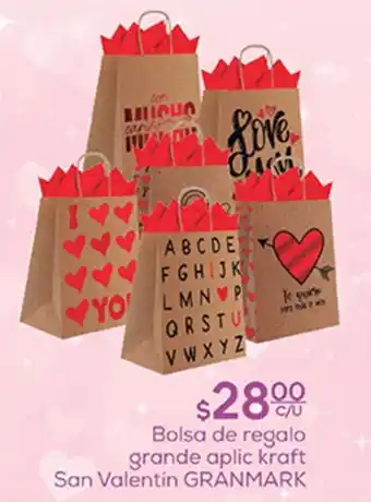 Fresko Bolsa de regalo grande aplic kraft San Valentin GRANMARK oferta