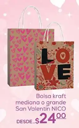 Fresko Bolsa kraft mediana o grande San Valentín NICO oferta