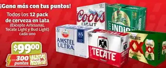 Soriana Híper Todos los 12 pack de cerveza en lata oferta