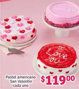 Soriana Híper Pastel americano san valentín cada uno oferta