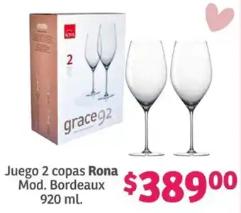 Soriana Híper Rona Juego 2 copas oferta